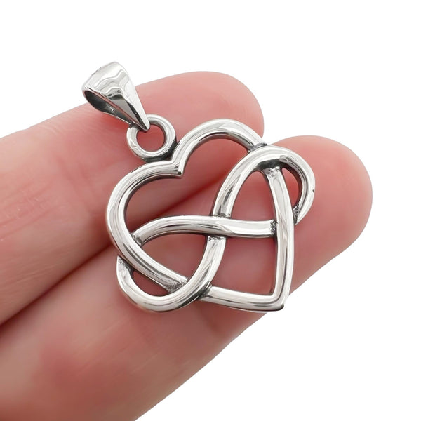 Sterling Silver Infinity Heart Pendant, 21mm