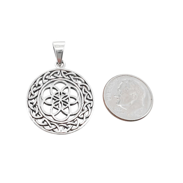 Sterling Silver Flower of Life Pendant, 24mm