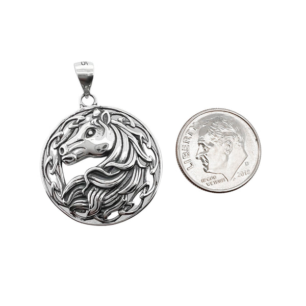 Small Sterling Silver Horse Pendant with oxidized finish, 25mm