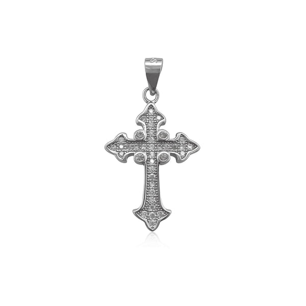Sterling Silver Cross Pendant with Cubic Zirconia Crystals, 26mm
