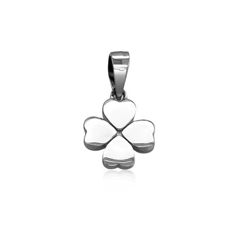 Tiny and Dainty Sterling Silver Four Leaf Clover Pendant, 11mm