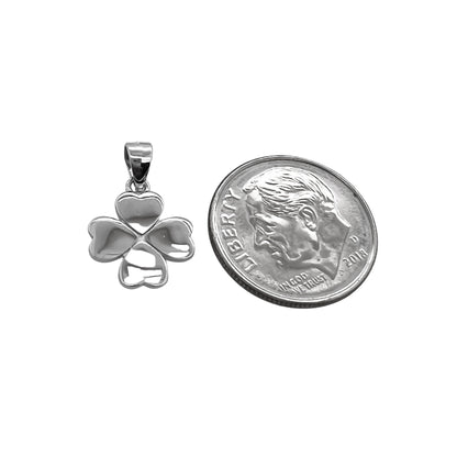 Tiny and Dainty Sterling Silver Four Leaf Clover Pendant, 11mm