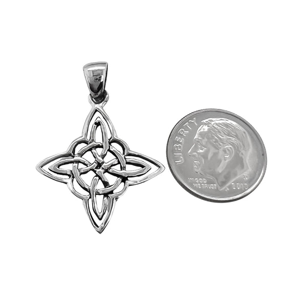 Sterling Silver Celtic Cross Pendant with oxidized finish , 24mm
