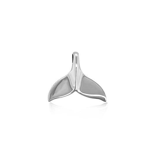 Plain Sterling Silver Whale Tail Pendant, 20mm