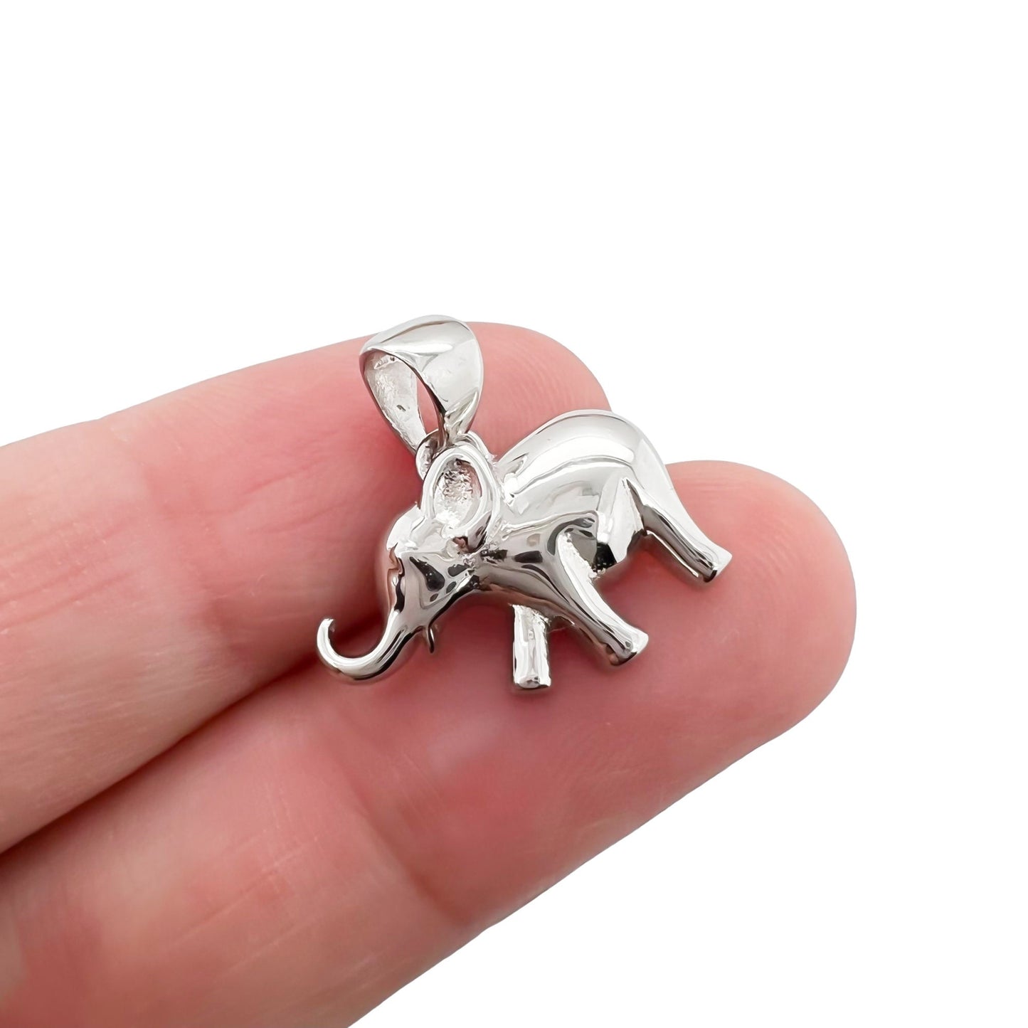 Small Sterling Silver Elephant Pendant, 17mm