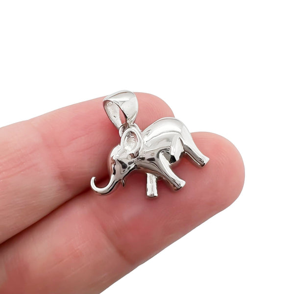 Small Sterling Silver Elephant Pendant, 17mm
