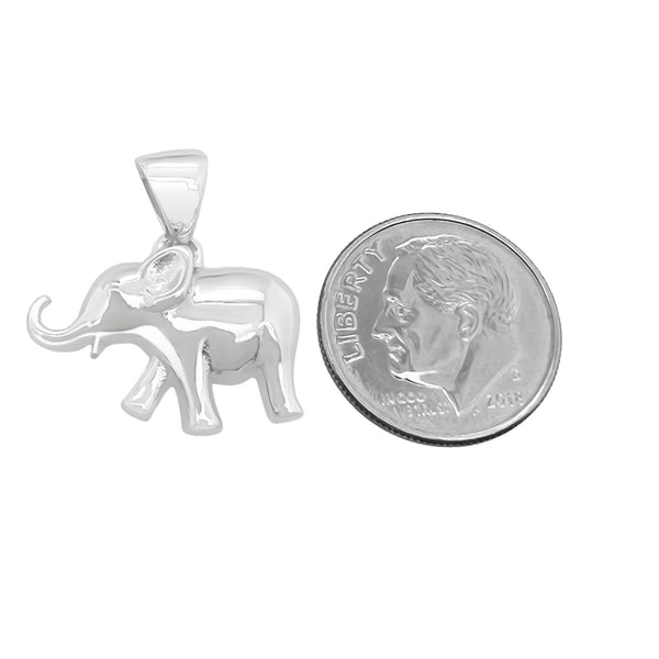 Small Sterling Silver Elephant Pendant, 17mm