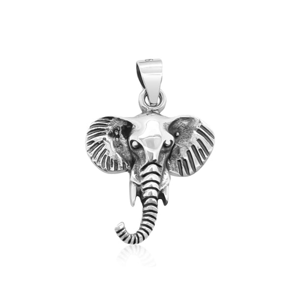 Small Sterling Silver Elephant Pendant with Oxidized Finish, 21mm