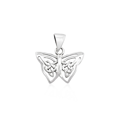 Small Sterling Silver Butterfly Pendant With Oxidized Finish, 18mm