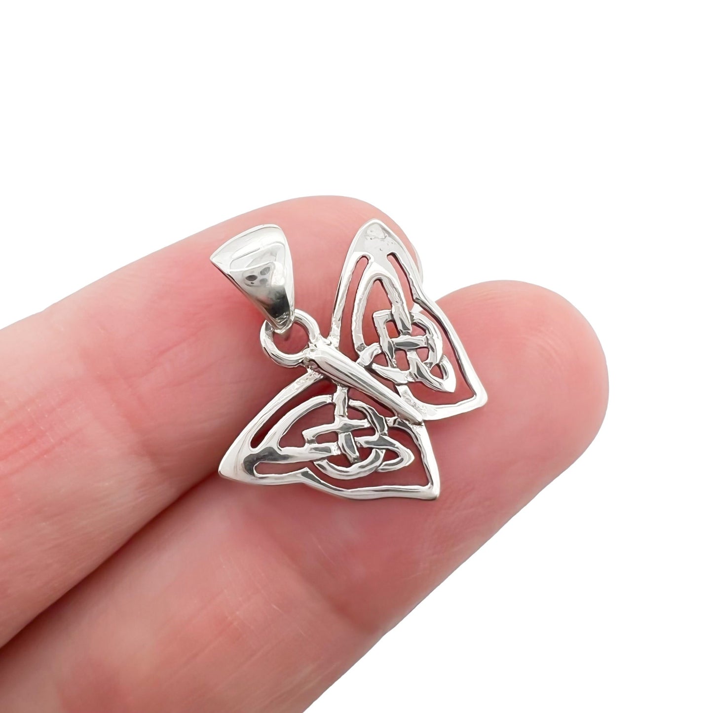 Small Sterling Silver Butterfly Pendant With Oxidized Finish, 18mm