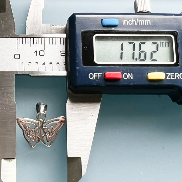 Small Sterling Silver Butterfly Pendant With Oxidized Finish, 18mm