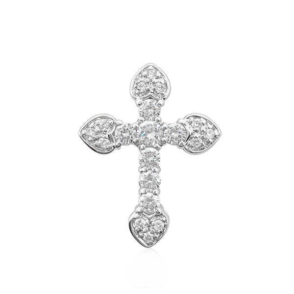 Sterling Silver Cross Pendant with Cubic Zirconia Crystal, 26mm