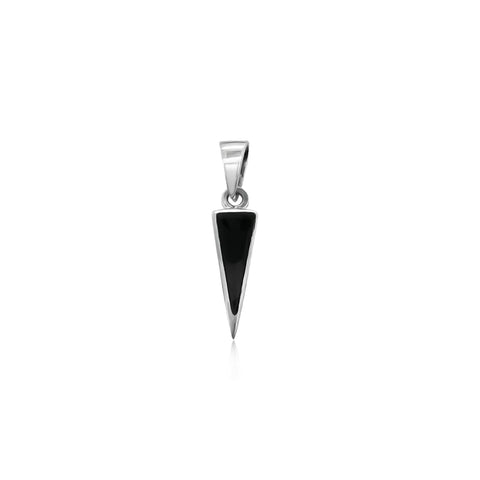 Sterling Silver Tiny Triangle Pendant with Black Onyx Stone, 17mm