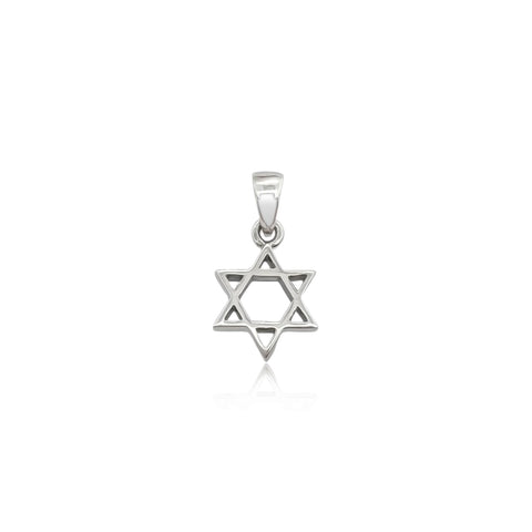 Small Sterling Silver Star of David Pendant, 11mm