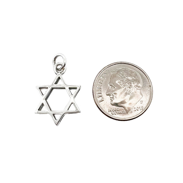 Small Sterling Silver Star of David Pendant, 13mm
