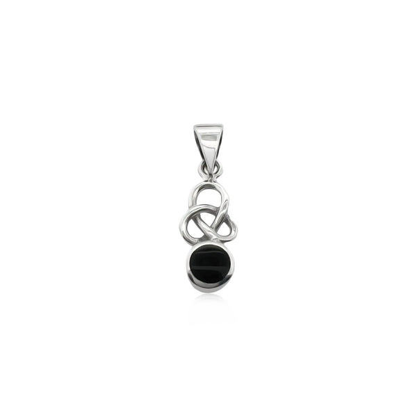 Sterling Silver Celtic Pendant with Black Onyx Stone, 16mm