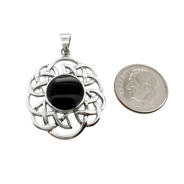 Sterling Silver Celtic Pendant with Black Onyx Stone