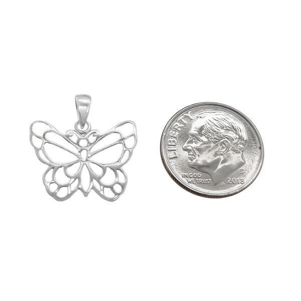 Sterling Silver Butterfly Pendant, 20mm
