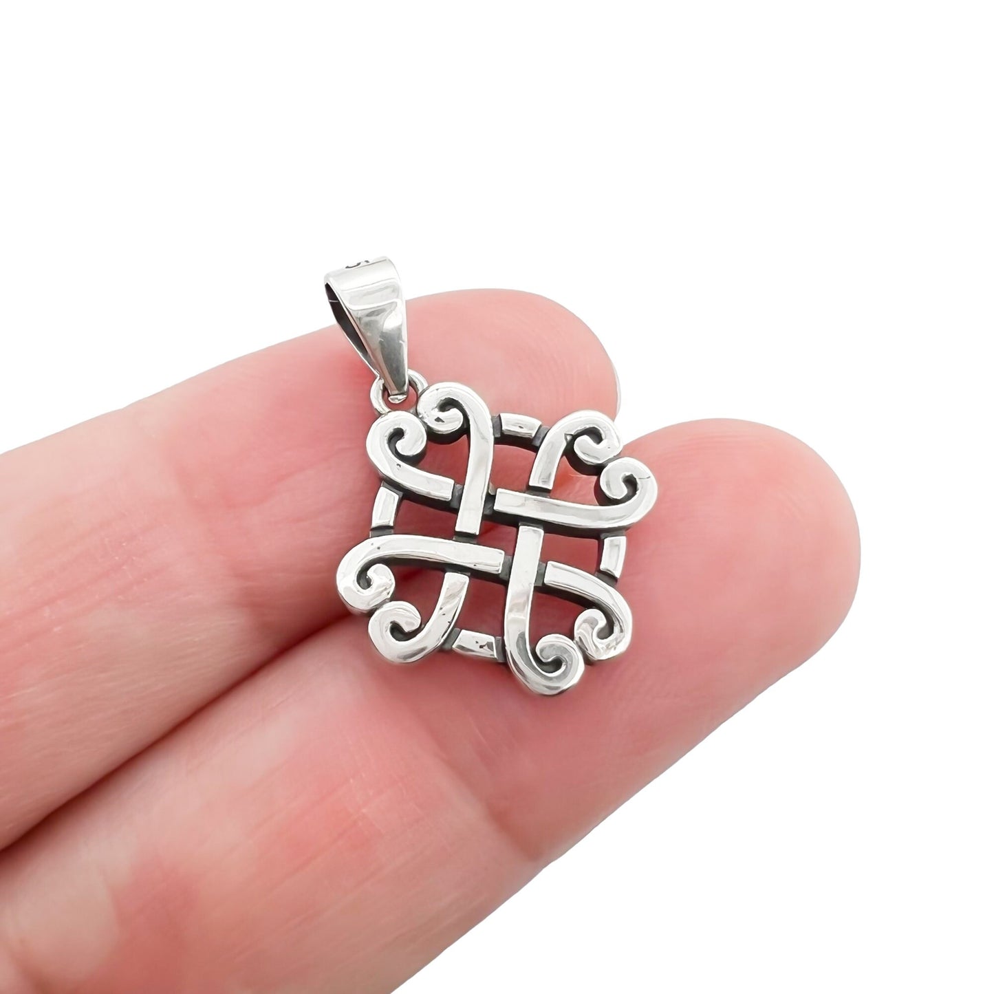 Sterling Silver Celtic Knot Pendant with Oxidized Finish, 15mm