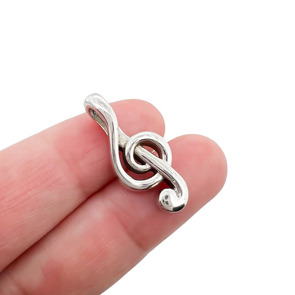 Sterling Silver Treble Pendant with Oxidized Finish, 24mm