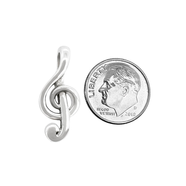 Sterling Silver Treble Pendant with Oxidized Finish, 24mm