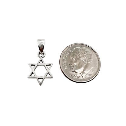 Small Sterling Silver Star of David Pendant, 11mm