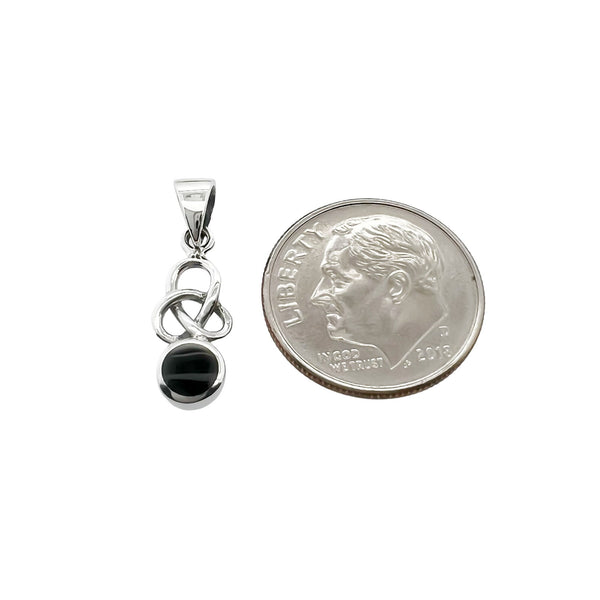 Sterling Silver Celtic Pendant with Black Onyx Stone, 16mm