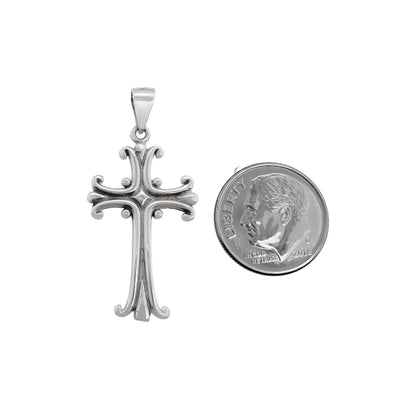 Small Sterling Silver Cross Pendant with Oxidized Finish, 30mm