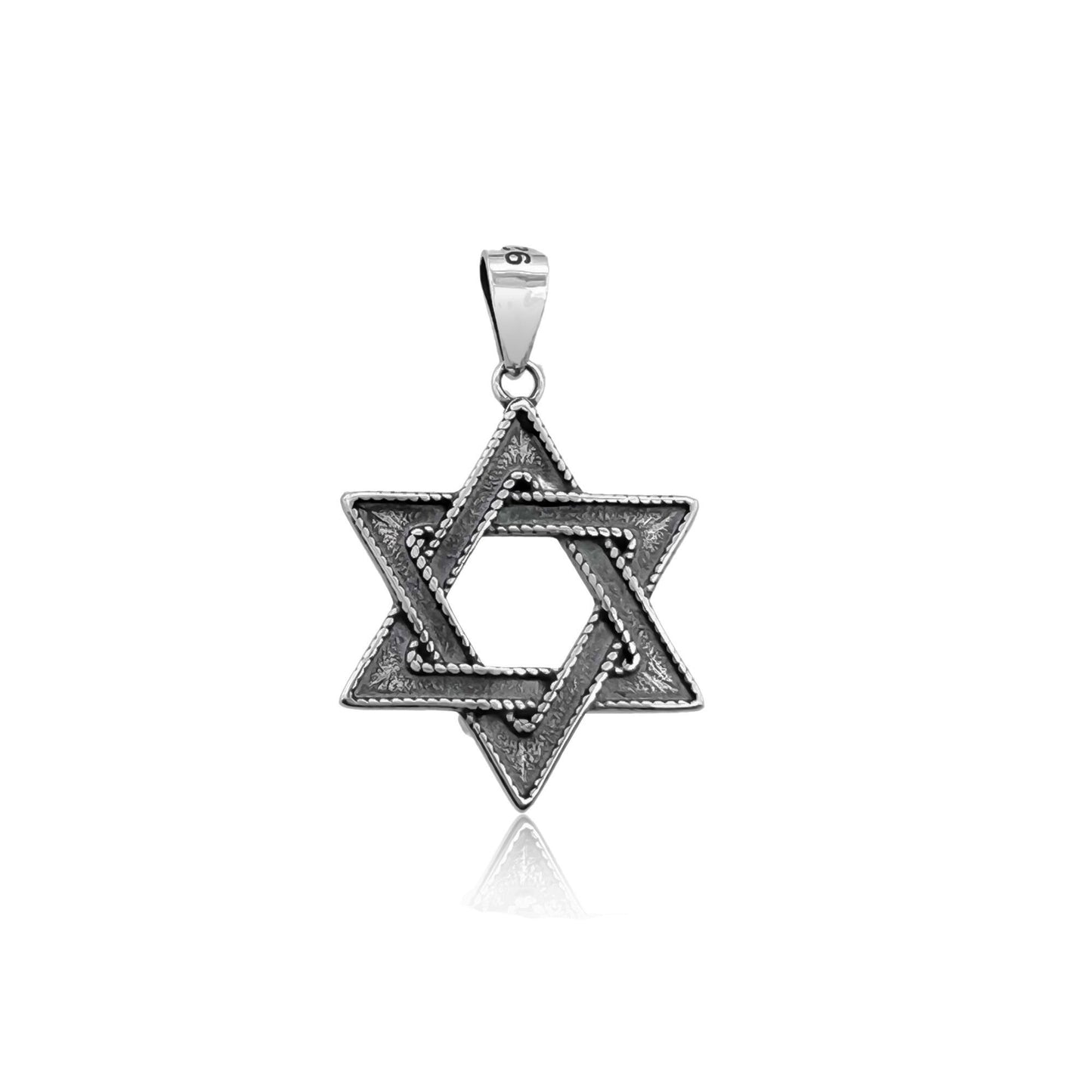 Sterling Silver Star of David Pendant with oxidized finish, 18mm