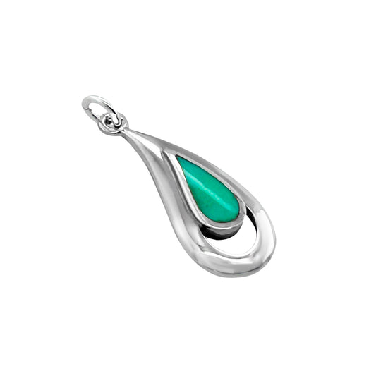 Sterling Silver Teardrop Pendant with Turquoise Stone