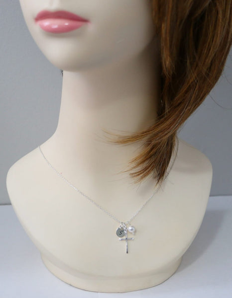 Personalized Sterling Silver Cross Necklace