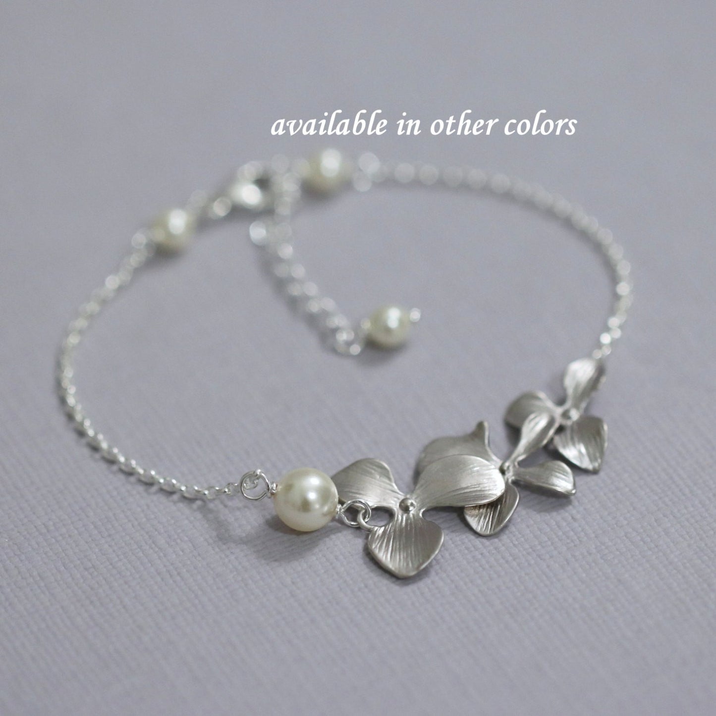 cascade orchid and pearl bracelet