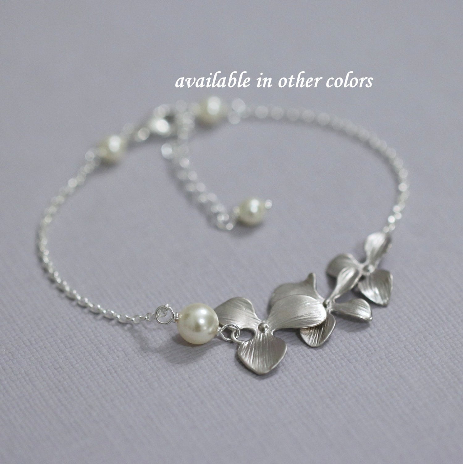 cascade orchid and pearl bracelet