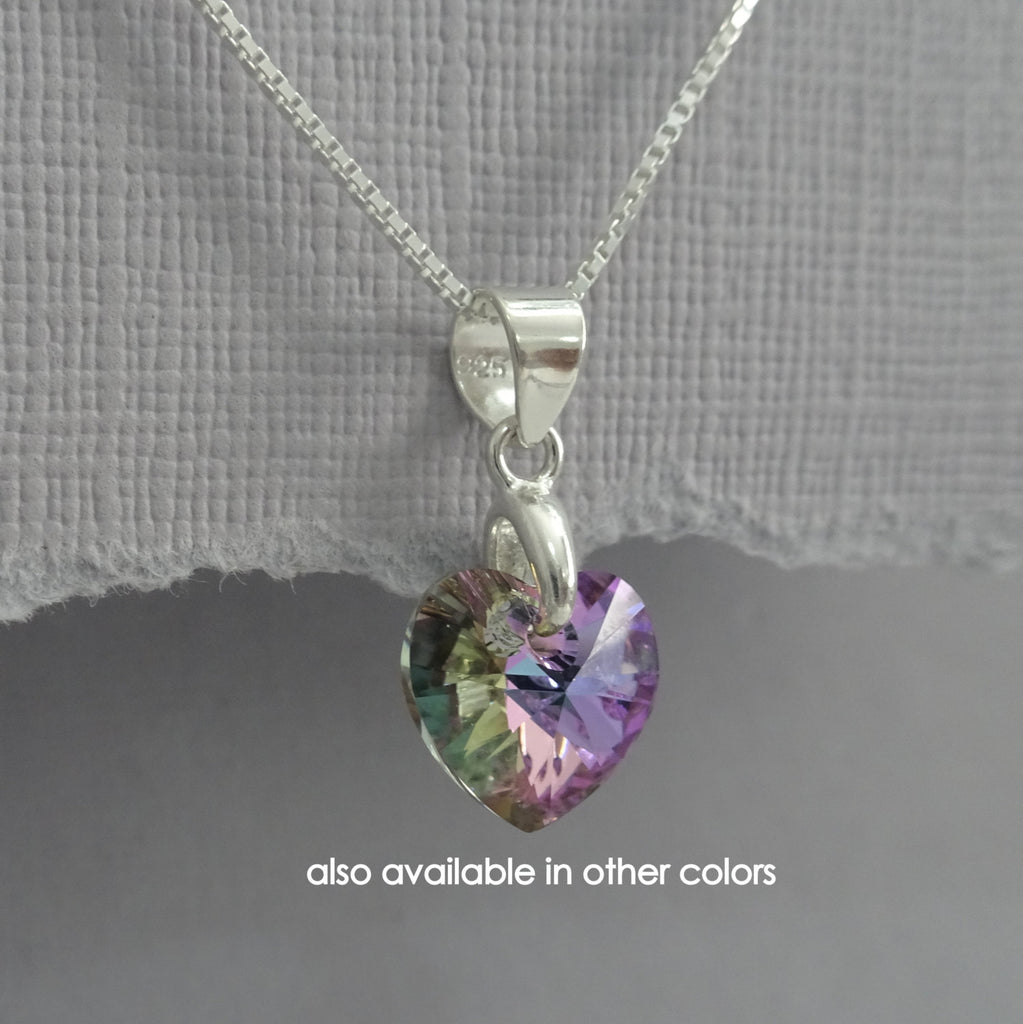 10mm purple crystal heart necklace