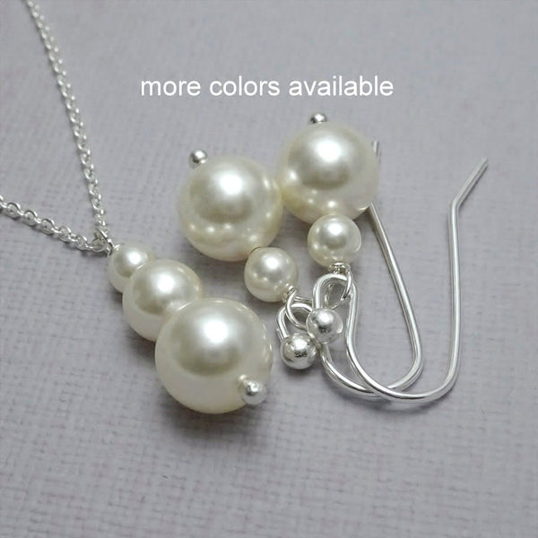ivory pearl necklace and earrings set