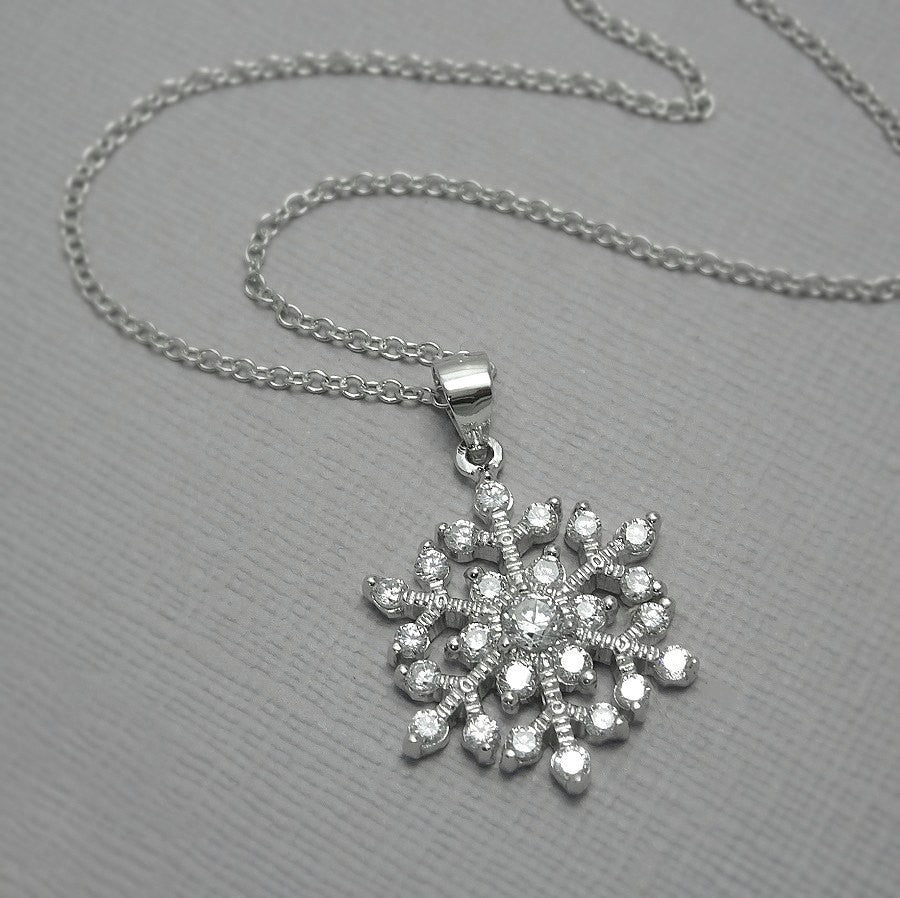 cubic zirconia snowflake necklace