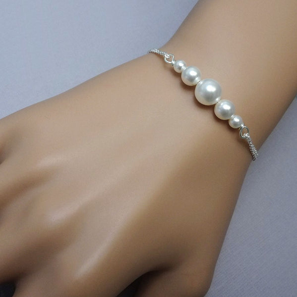white pearl chain bracelet size reference