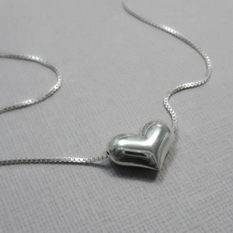 sterling silver floating heart necklace