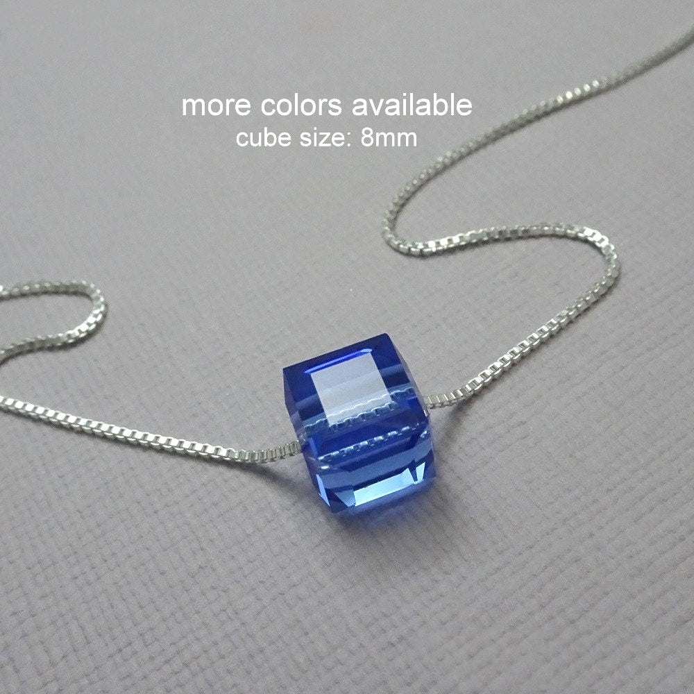 sapphire cube necklace