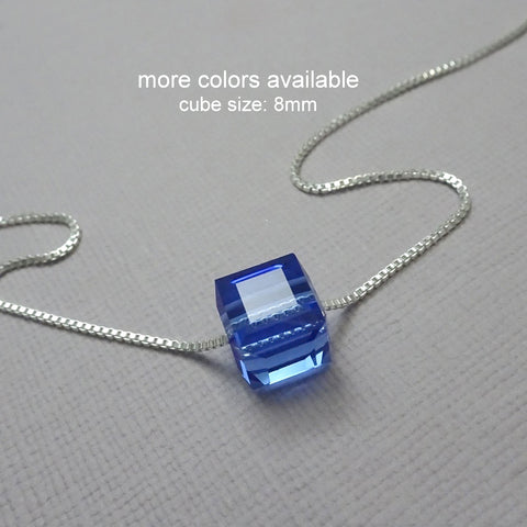 sapphire cube necklace