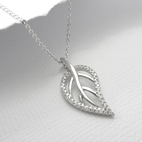 sterling silver leaf necklace