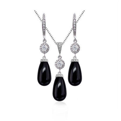 Mystic Black Wedding Necklace and Earrings Set