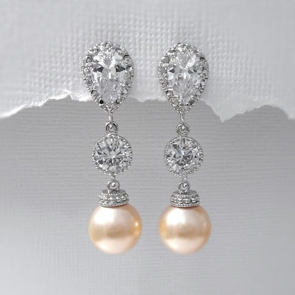 peach pearl dangle earrings