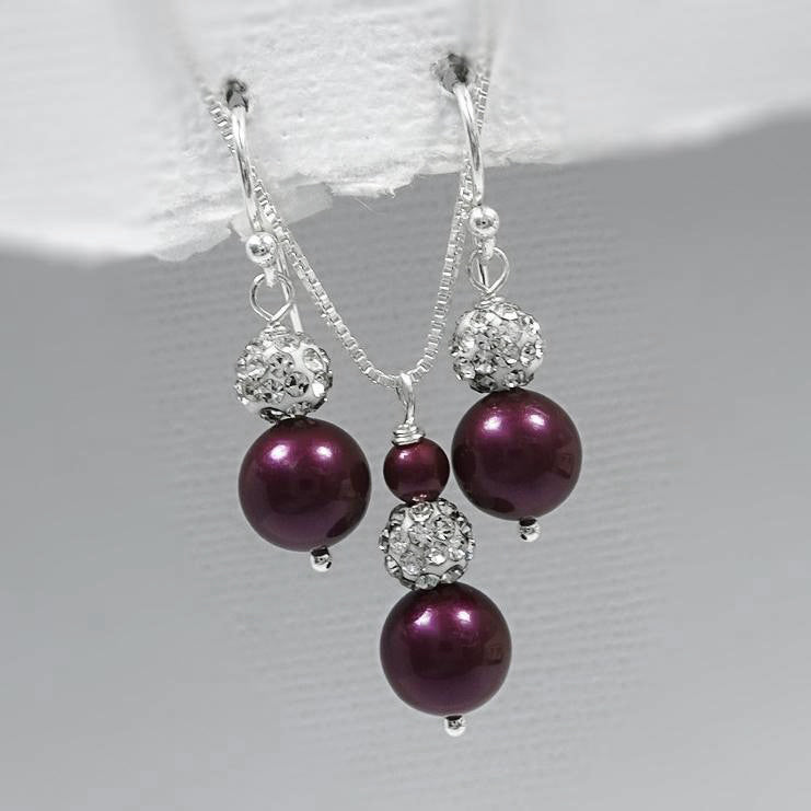 blackberry pearl necklace and earrings set