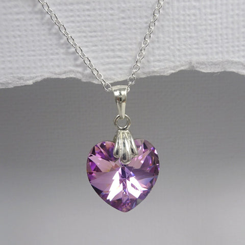 purple crystal heart necklace