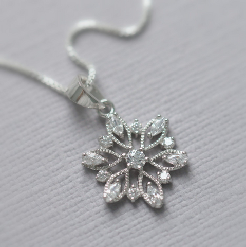 cubic zirconia snowflake necklace