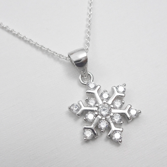 cubic zirconia snowflake necklace