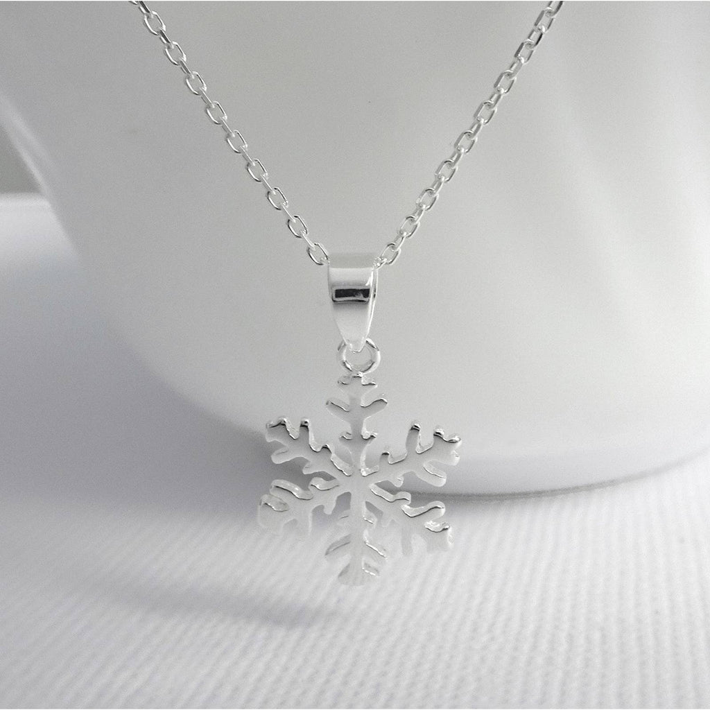 Tiny Sterling Silver Snowflake Necklace, Christmas Gift Necklace for Women