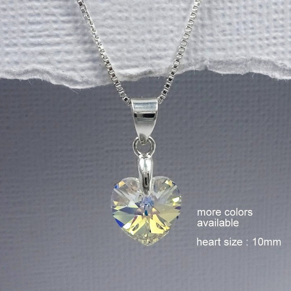 10mm clear crystal heart necklace